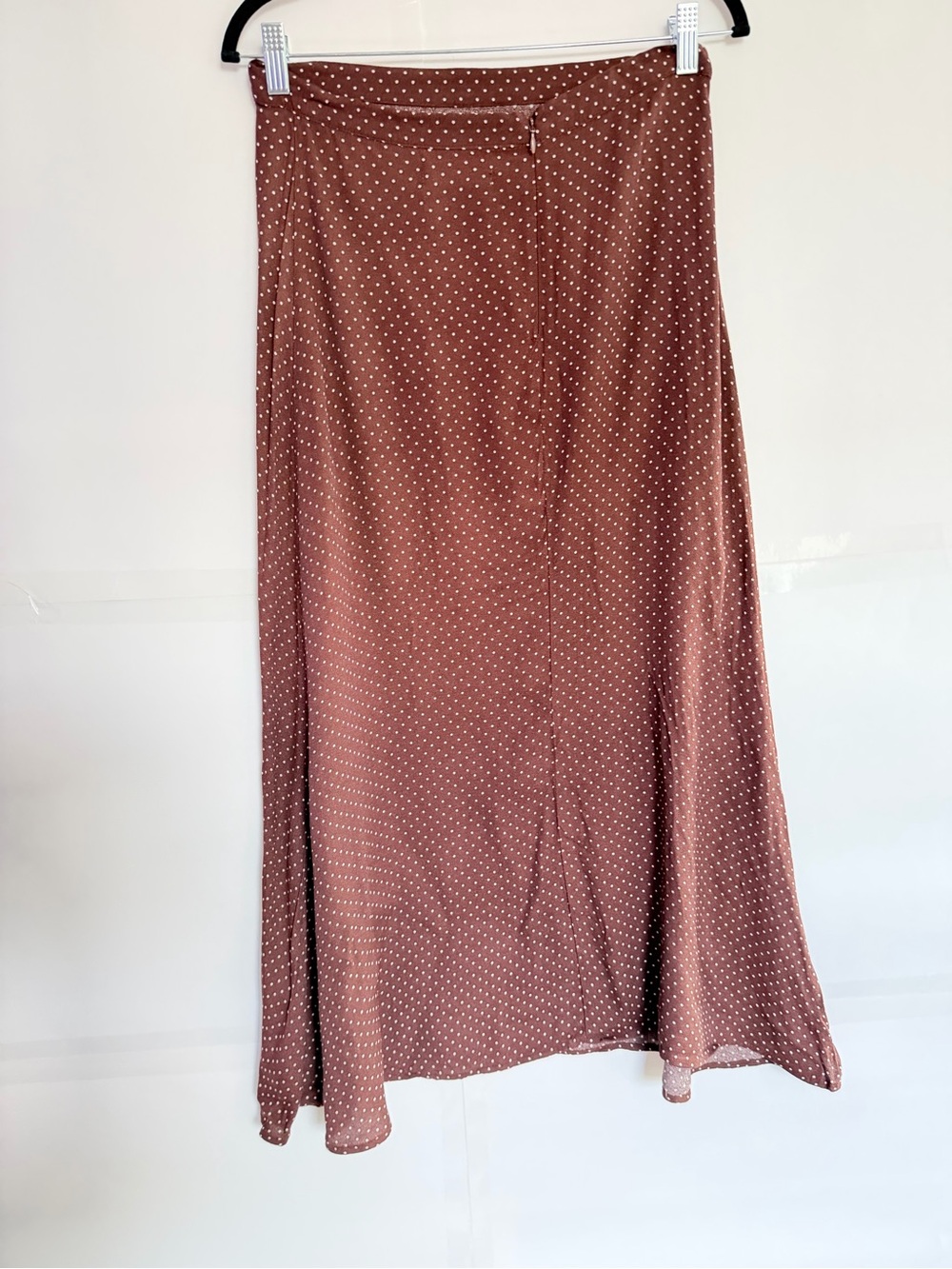 Reformation Bea Midi Skirt Brown and White Polka Dot - Picture 6 of 11